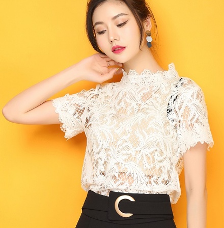 総レース シャツ ハイネック 半袖 刺繍 バックファスナー お呼ばれ ブラウス 代 30代 春 夏 の通販はau Pay マーケット Sunny Place