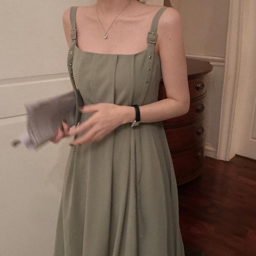 ロングワンピース 袖なし ハイウエスト フィット フレアー ミモレ丈 肩紐 カジュアル クラシカル 代 30代 春 夏 の通販はau Pay マーケット Sunny Place