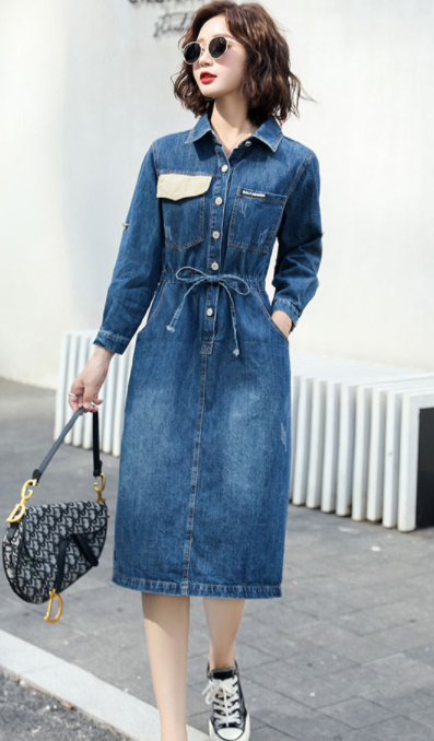 シャツワンピース デニム デニムワンピース ひざ下丈 七分袖 刺繍デザイン 体型カバー 大人カジュアル 大人女子 きれいめ お出かけ 女子の通販はau Pay マーケット Sunny Place