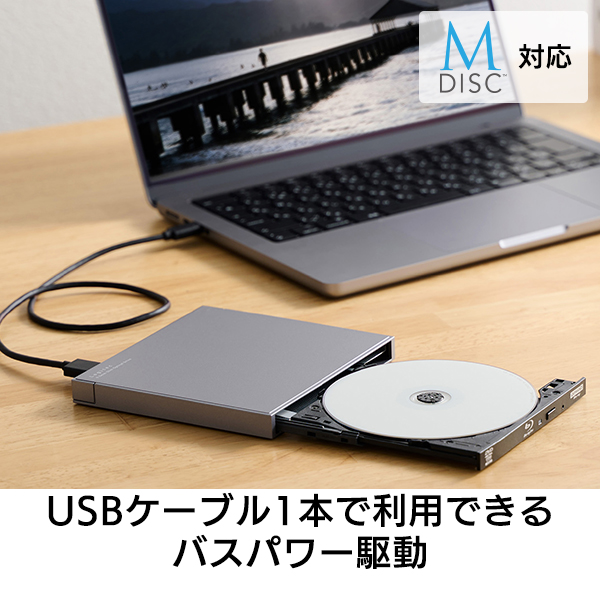 Mac対応 外付け ブルーレイドライブ BDドライブ USB3.2 Gen1（USB3.0）Type-C対応 M-Disc ポータブル LBD-LPWBWU3CMDG_3