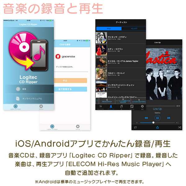 Iphone Android スマホ用 ワイヤレス ポータブルcdプレーヤー Cdドライブ Cd録音 Macos Big Sur 11 0 対応確認済 Ldrw Ps24gwu3rwhwhの通販はau Pay マーケット ロジテックダイレクト