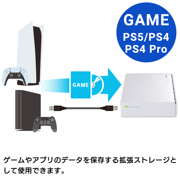 外付け HDD ハードディスク 1TB テレビ録画 録画用 パソコン PS4 / PS5 対応 3.5インチ ホワイト ファンレス 冷却設計 LHD-ENA010U3WSH_3