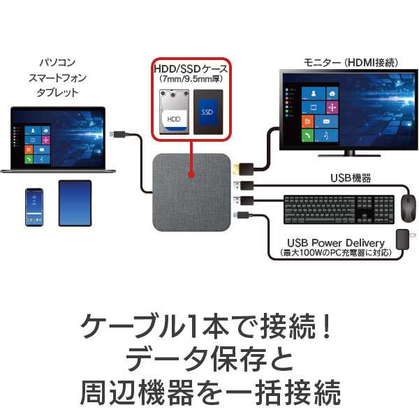 ロジテック iPhone 15 対応 ドッキングステーション Type-C USB ハブ USB-C   USB-A   HDMI 2.1   急速充電   LAN 1Gbps   USB4 LHB-PMP6U4