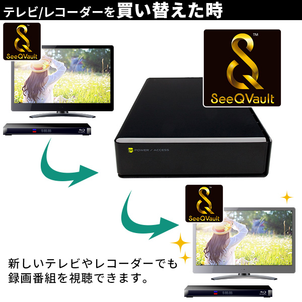 SeeQVault対応 外付け HDD ハードディスク 4TB テレビ録画 録画用 3.5
