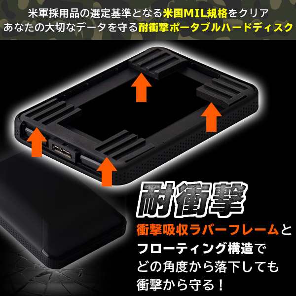 ポータブル HDD 1TB USB3.1 Gen1   USB3.0 耐衝撃 暗号化 セキュリティ ハードディスクロジテック LHD-PBM10U3BS ロジテック