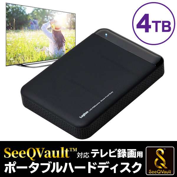 SeeQVault対応 外付け HDD テレビ録画 AC電源不要 ポータブルHDD 4TB ...