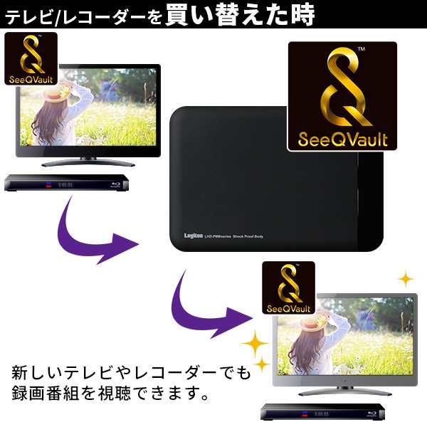 SeeQVault対応 小型 ポータブルハードディスク 1TB AC電源不要 テレビ録画 シーキューボルト USB3.2 Gen1（USB3.0）  LHD-PBMB10U3QW の通販はau PAY マーケット - ロジテックダイレクト | au PAY マーケット－通販サイト