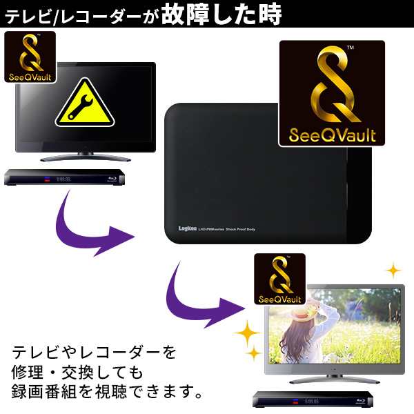 SeeQVault対応 外付け HDD テレビ録画 AC電源不要 ポータブルHDD 4TB