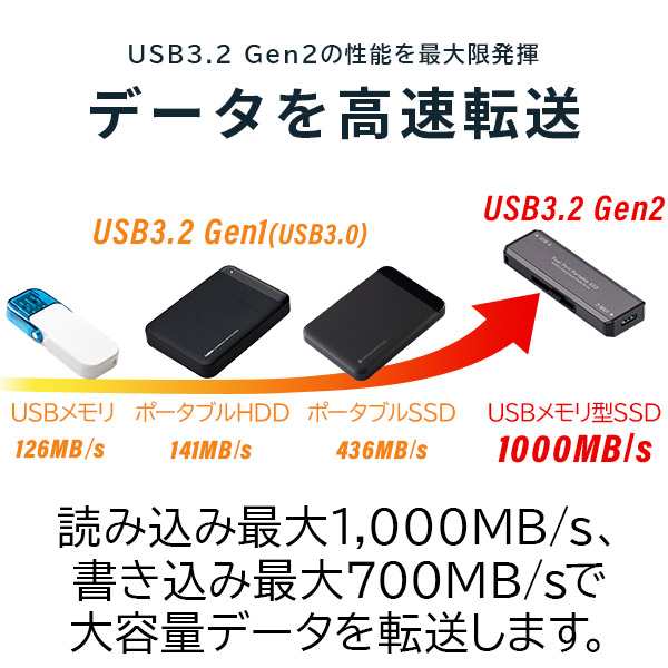 ロジテック ポータブルSSD 1TB 高速 外付け type-C type-A 両対応