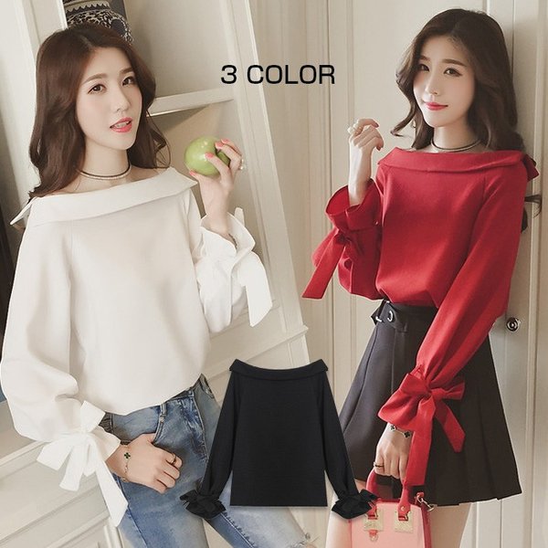 ブラウス レディース シフォン ショート丈 長袖 オフショルダー ブラウス シフォンブラウス キレイめ かわいい 女性 リボン ブラウス デの通販はau Pay マーケット Ashley セール開催中