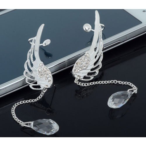 ピアス スタッドピアス エンジェル ウィング 天使の羽 イヤーカフ チェーン ラインストーン レディース おしゃれ 可愛い プチプラ 送料無の通販はau Pay マーケット ファッション雑貨fun Life Au Pay マーケット店