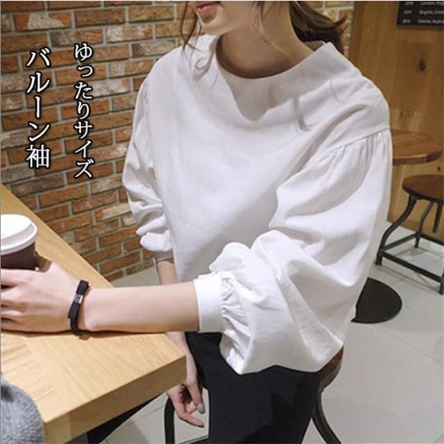 バルーン袖 シャツ 春 夏 秋 可愛い レディース ブラウス ラウンドネック 長袖 ゆったり カジュアル 送料無料 代引不可の通販はau Pay マーケット プロリア