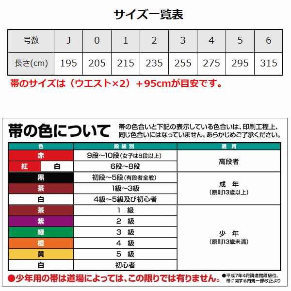 ミズノ 柔道帯 空手帯 兼用 綾織生地帯 色帯 帯幅42mm J号〜6号 2024年