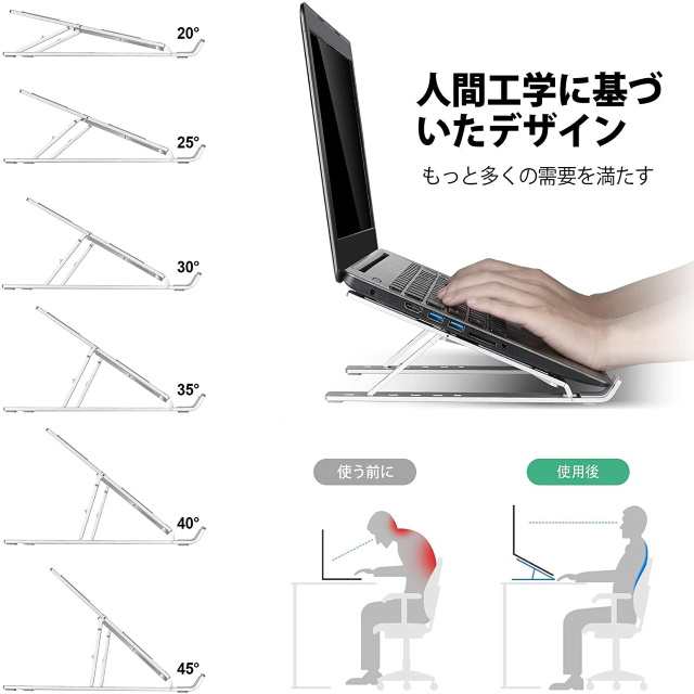 ノートパソコン スタンド Sross Pcスタンド 折りたたみ式 ラップトップスタンド アルミ合金製 6段の高さ調節可能 姿勢改善 優れた放熱性 の通販はau Pay マーケット くらしきママ