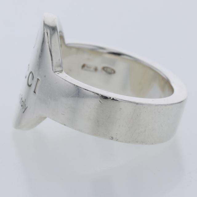 グッチ リング 指輪 ロゴ プレート シルバー925 上部11号 下部12号 レディース GUCCI 中古 【PD3】