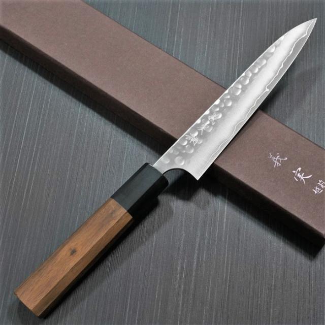 日本製 伝統工芸 鍛造 包丁 ペティナイフ 150mm 義実作 粉末ハイス Sg2 R2 スーパーゴールド2 槌目 カトウ打刃物 越前打刃物 ステンレスの通販はau Pay マーケット 一心刃物