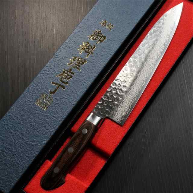 一心刃物 【日本製関市の包丁】 ダマスカス 包丁 牛刀 210mm V金10号 ステンレス 槌目模様 7寸 ミルフィーユ の通販はau PAY  マーケット - 一心刃物