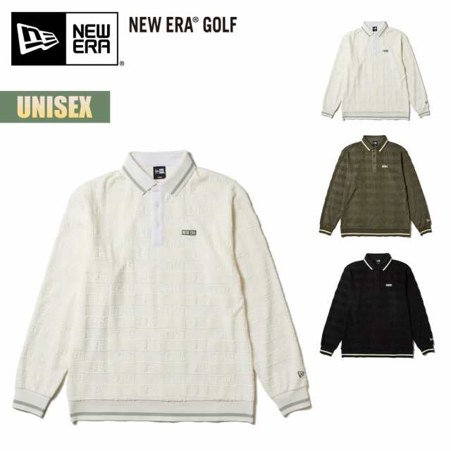 ニューエラ ゴルフ 長袖 ポロシャツ NEW ERA GOLF ポロシャツ パイル オリーブ オフホワイト ブラック ユニセックス ゴルフウェア