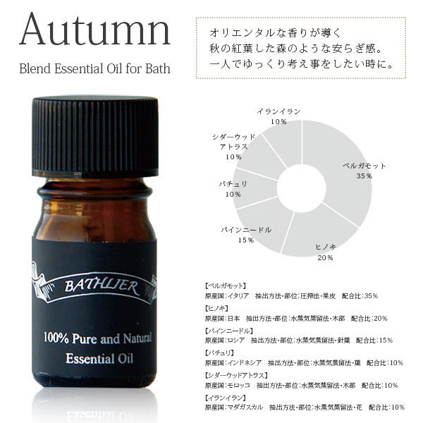 アロマオイル Bathlier バスリエ Blend Essential Oil For Bath 5ml 秋 Autumn ブレンドオイル ベルガモット お風呂専用 の通販はau Pay マーケット お風呂のソムリエshop