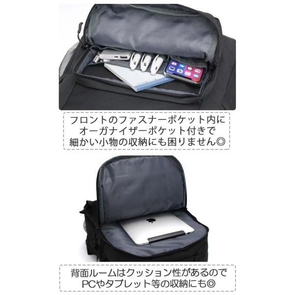 コナート CONART リュック メンズ レディース 大容量 リュックサック 2層式リュック ブラック バックパック スクール バッグ A4 B4 30L 男女兼用_6