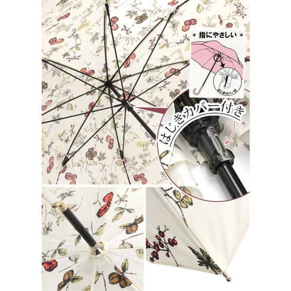長傘 レディース 女性 JILL STUART ジル スチュアート ボタニカルプリント 花柄 雨傘 耐風 丈夫 頑丈 梅雨 雨具 60cm 通勤 撥水 8本骨 11031 プレゼント 母の日_6