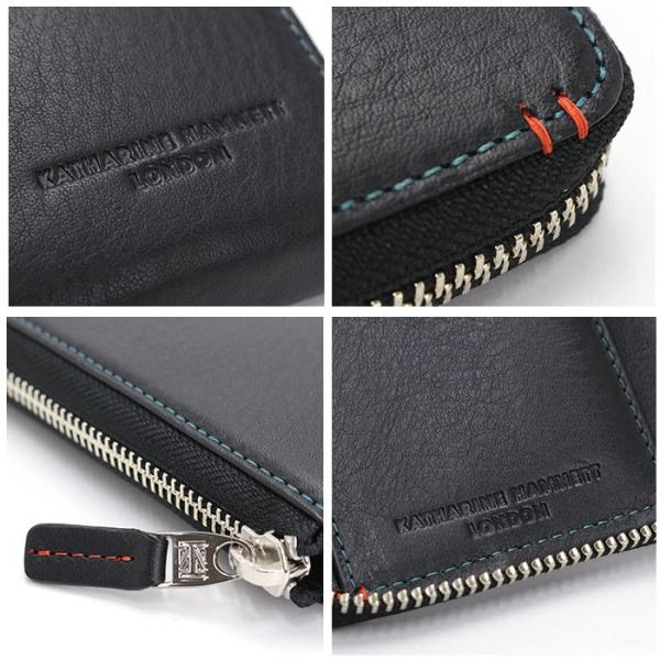 キャサリンハムネット ロンドン 二つ折財布 KATHARINE HAMNETT LONDON ミドル L字ファスナー ウォレット 小銭入れ メンズ レディース_10
