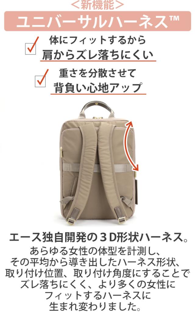 エース ジーン ビジネスリュック ace.GENE レディース 正規品 フィッテム 女性 ビジネス ビジネスバッグ リュック リュックサック スクエア 拡張 通勤 きれいめ 通勤用 仕事用 黒 バッグ A4 かばん 出張 旅行 タウンユース 14.0インチ PC収納 撥水 68684_10