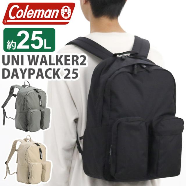 Coleman コールマン リュック 2026 春夏 新作 【認定販売店】 ユニウォーカー2デイパック25 リュックサック 通学 通勤 デイパック メンズ レディース バッグ かばん 人気 PC タブレット 軽量 学生 A4 B4 25L 黒リュック アウトドア ブラック UNI WALKER 2DAYPACK 25