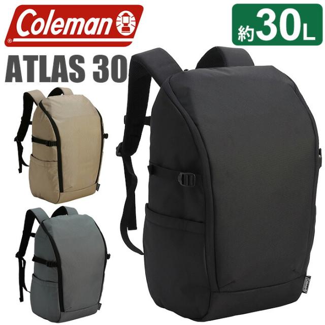 Coleman コールマン リュック 大容量 2026 春夏 新作 【認定販売店】 正規品 ATLAS 30 デイパック リュックサック バックパック メンズ レディース 男女兼用 通勤 通学 アウトドア バッグ カバン PC収納 タブレット ブラック 黒 A4 B4 30L 高校生 学生 アトラス 30