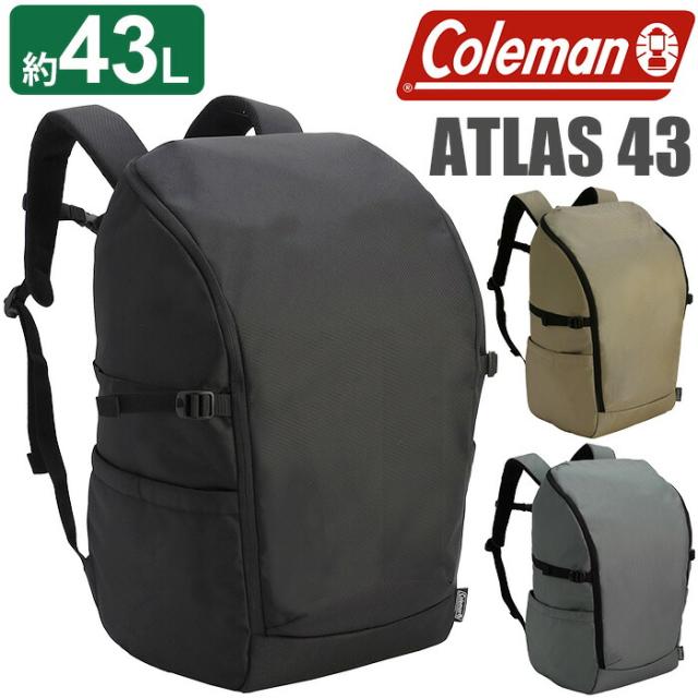 Coleman コールマン リュック 大容量 2026 春夏 新作 【認定販売店】 正規品 ATLAS 43 デイパック リュックサック バックパック メンズ レディース 男女兼用 通勤 通学 アウトドア バッグ 鞄 PC収納 タブレット ブラック 黒 A4 B4 A3 40L以上 高校生 学生 アトラス 43