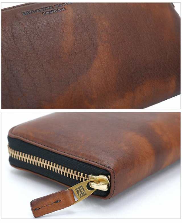 長財布 メンズ レディース KATHARINE HAMNETT LONDON キャサリンハムネット ロンドン 財布 ラウンドファスナー財布 ロングウォレット 牛の通販は alexiscoates.com
