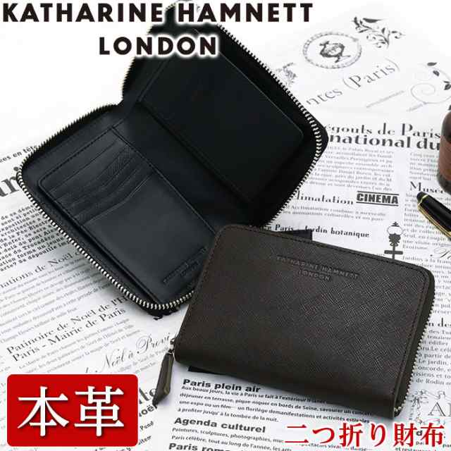 財布 二つ折り KATHARINE HAMNETT LONDON キャサリンハムネット ロンドン ラウンドファスナー ウォレット ミドルRF 二つ折  札入 小銭入れ｜au PAY マーケット