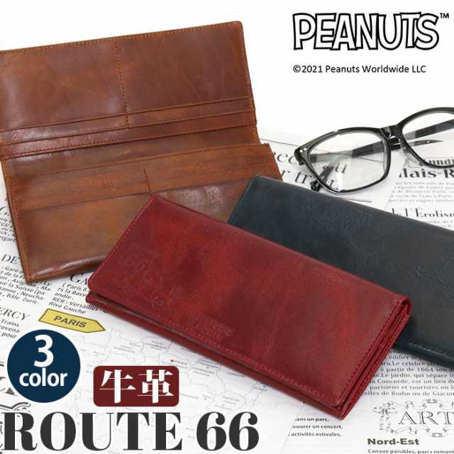 財布 メンズ レディース PEANUTS ピーナッツ SNOOPY スヌーピー 長財布 ROUTE 66 長財布 お財布 レザー財布 ロングウォレット 本革 革財