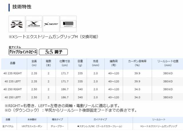 シマノ 21 アルシエラ マダイ 40-235 RIGHT / 船竿 (S01) (セール対象