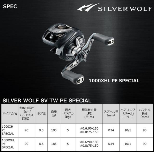 ベイトリール ダイワ シルバーウルフ SV TW PE SPECIAL 1000XHL左
