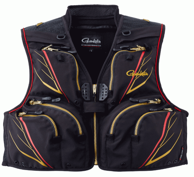 がまかつ ショートハーフメッシュベスト GM-2328 ブラック 5Lサイズ