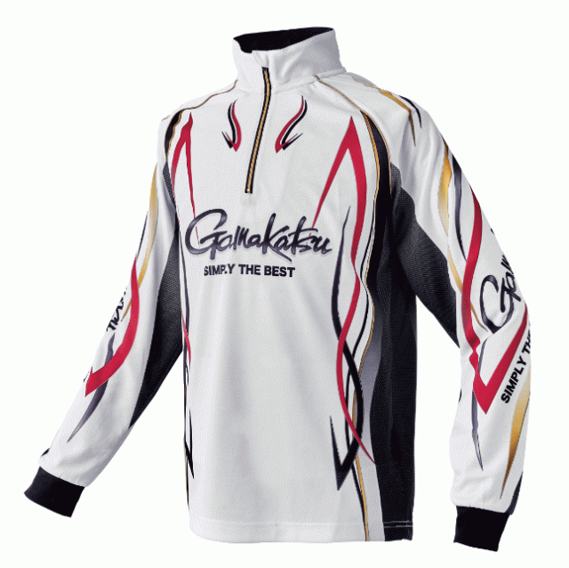がまかつ 2WAYプリントジップシャツ GM-3734 ホワイト Lサイズ / ウェア gamakatsu