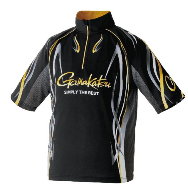 がまかつ 2WAYプリントジップシャツ (半袖) GM-3735 ブラック 7Lサイズ / ウェア gamakatsu