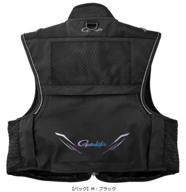 がまかつ ショートハーフメッシュベスト GM-2332 M・ブラック 5Lサイズ