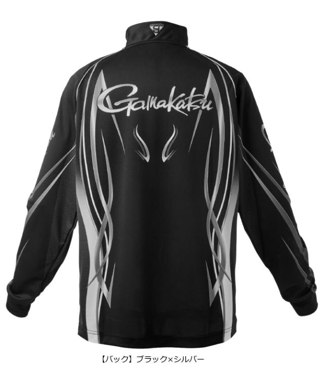 がまかつ 2WAYプリントジップシャツ(半袖) GM-3735 ブラック