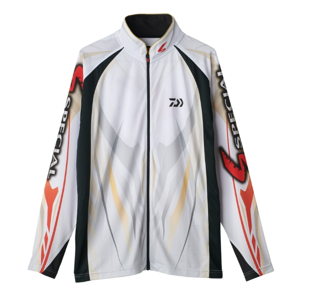 ダイワ スペシャルロングスリーブフルジップシャツ DE-7225 ホワイト Lサイズ / 鮎 ウェア daiwa 釣具