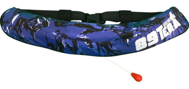 ラムセス Lamses 自動膨張検定付救命衣 ウェスト LJ-1866 フリー ブルーカモ / ライフジャケット 救命具 釣具