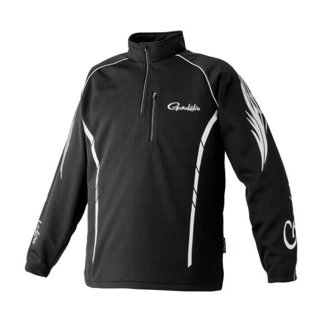 ※購入不可 がまかつ 2WAYウォームジップシャツ GM-3766 ブラック/シルバー LL