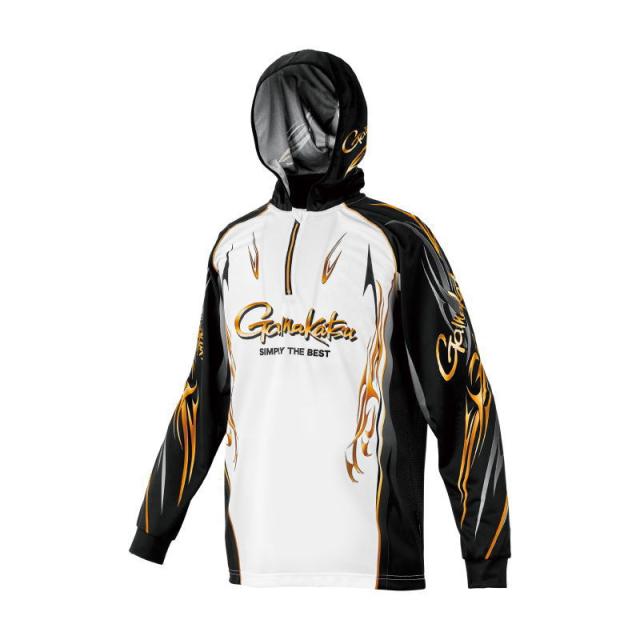 がまかつ 2WAY プリントジップシャツフーディ GM-3816 ブラック×ホワイト 5Lサイズ / 4月中旬〜下旬頃入荷予定 先行予約受付中