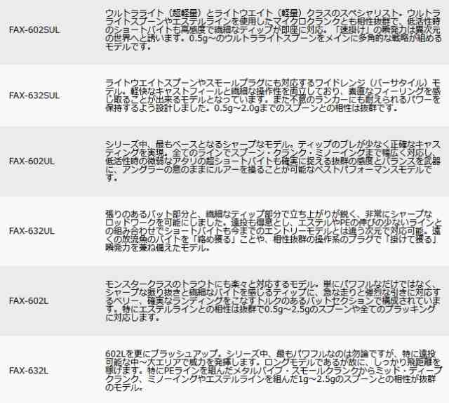 メジャークラフト NEW ファインテール エリア FAX-632UL / トラウト