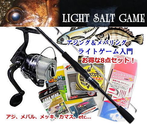 厳選 メバリング＆アジング ライトゲームセット 【タイプ3】 / ロッド+リール+ルアー他 釣場に直行！8点セット