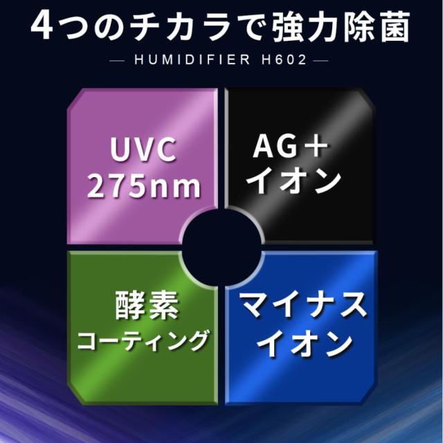 加湿器 H602 YADU ハイブリッド式 3重空気浄化 紫外線除菌ライト 抗菌