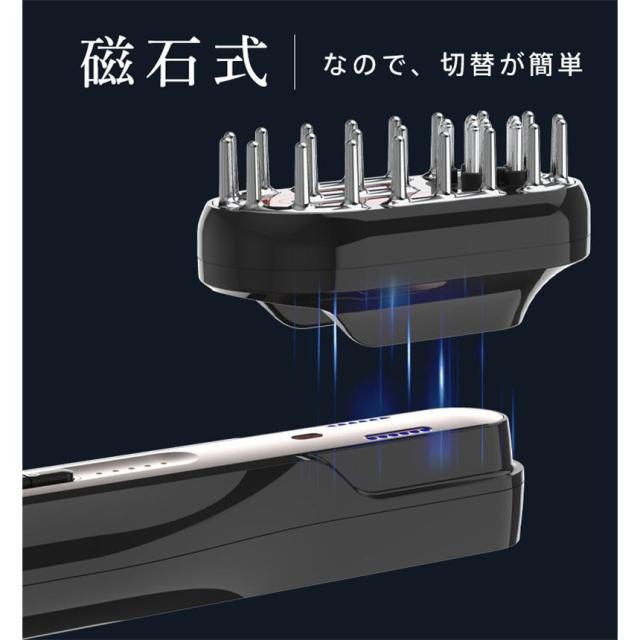 美顔器 ブラシ EMS 目元 頭皮 全身マッサージ 電気針 ヘッドスパ 振動 美容家電 フェイス 赤色/青色LED 磁石式 日本語説明書