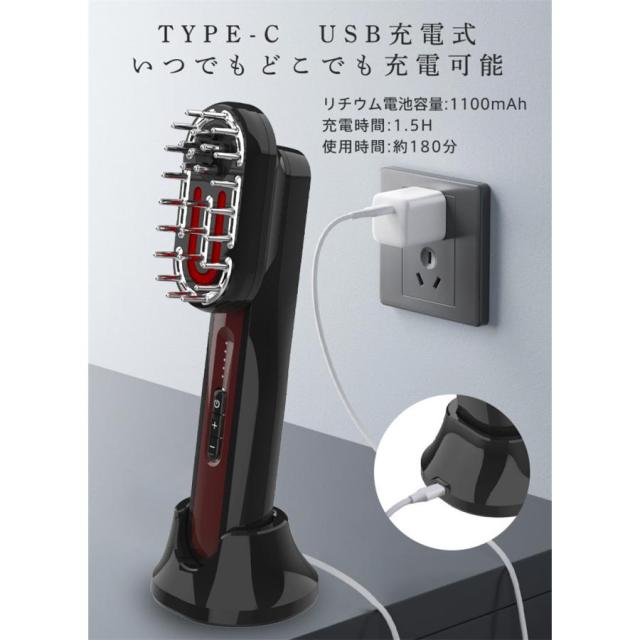 美顔器 ブラシ EMS 目元 頭皮 全身マッサージ 電気針 ヘッドスパ 振動 美容家電 フェイス 赤色/青色LED 磁石式 日本語説明書