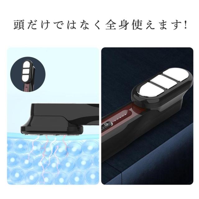 美顔器 ブラシ EMS 目元 頭皮 全身マッサージ 電気針 ヘッドスパ 振動 美容家電 フェイス 赤色/青色LED 磁石式 日本語説明書